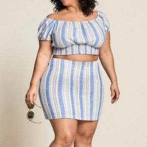 Torrid Striped Blue and White Women's Two Piece-6X NWT